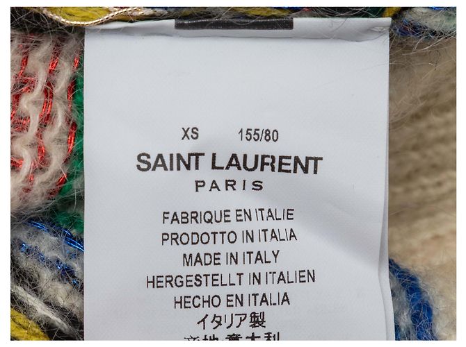 Saint Laurent Cardigan aus Woll-Mohair-Mischung Creme & Multicolour Größe US XS - Ansicht 6