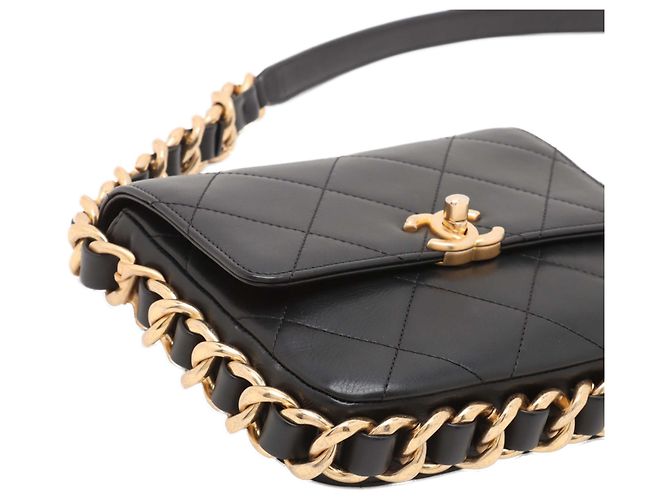 Borsa a tracolla Chanel Small Quilted Calfskin Framing Chain Flap Nera Nero - vista 7