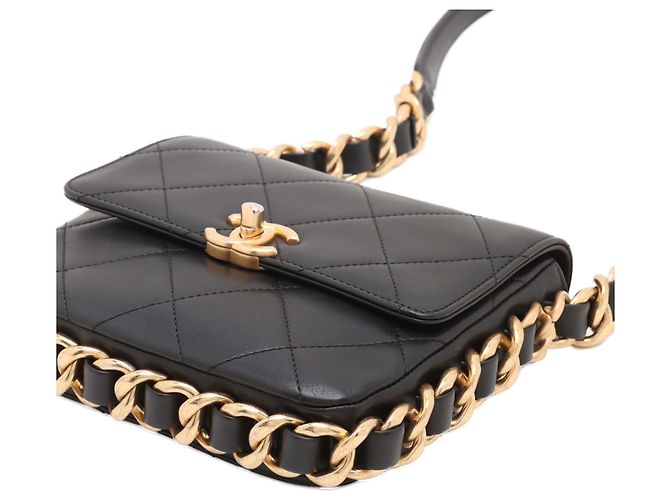 Borsa a tracolla Chanel Small Quilted Calfskin Framing Chain Flap Nera Nero - vista 8