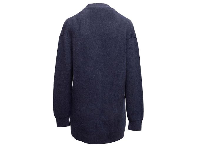 Hermès Navy Hermes Cashmere V-Ausschnitt Longline Cardigan Größe FR 34 Blau - Ansicht 3