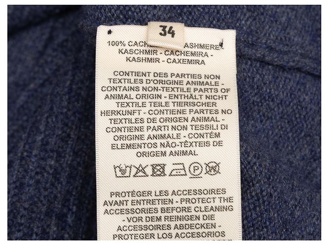 Hermès Navy Hermes Cashmere V-Ausschnitt Longline Cardigan Größe FR 34 Blau - Ansicht 5