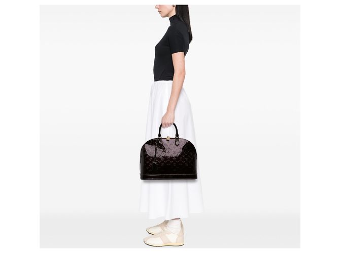 Borsa Louis Vuitton Monogram Vernis Alma GM Viola Porpora - vista 6
