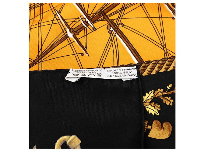 Sciarpa in seta Hermès Orange Marine Et Cavalerie 90 Arancione - vista 2