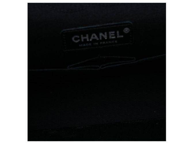 Borsa a tracolla Chanel Medium Classic Tweed con paillettes e doppia patta nera Nero - vista 4