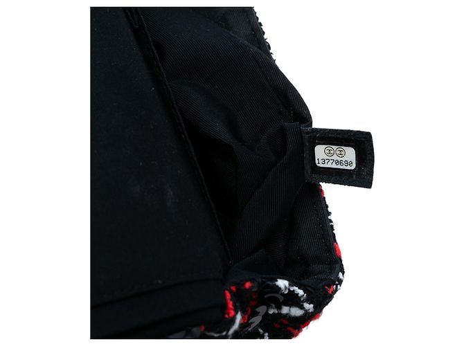 Borsa a tracolla Chanel Medium Classic Tweed con paillettes e doppia patta nera Nero - vista 5