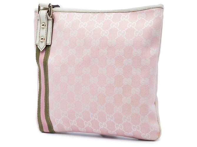 Borsa a tracolla Gucci GG Canvas Web Jolicoeur rosa - vista 2