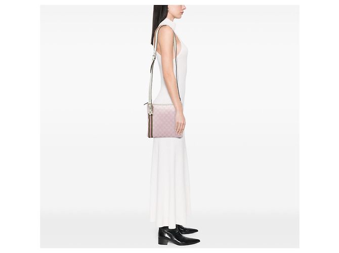 Borsa a tracolla Gucci GG Canvas Web Jolicoeur rosa - vista 5