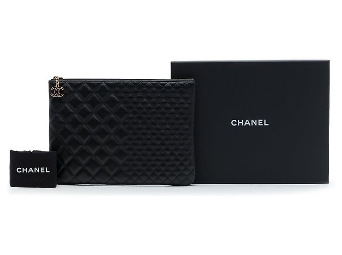 Clutch Chanel Medium Bi Quilted Lambskin O Case Black Nero - vista 7