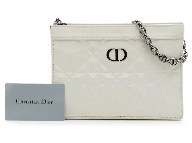 Borsa a tracolla White Dior Macrocannage Diamond Calfskin Caro Every Dior Bianco - vista 7