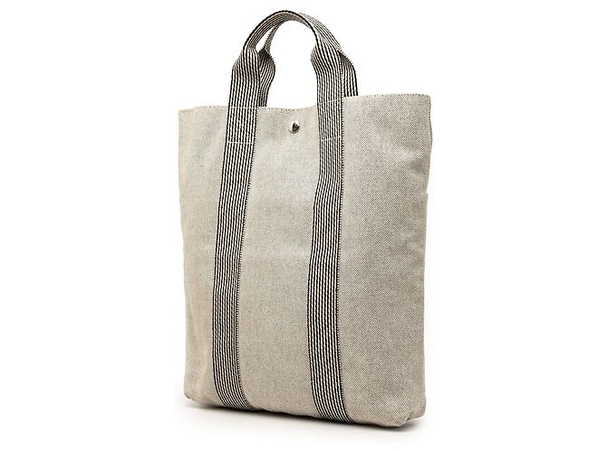 Borsa Tote Cabas Toile Hermès Beige - vista 2