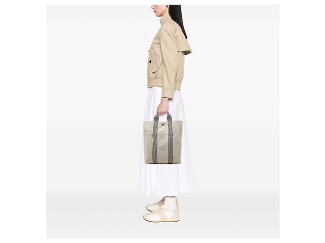 Borsa Tote Cabas Toile Hermès Beige - vista 6