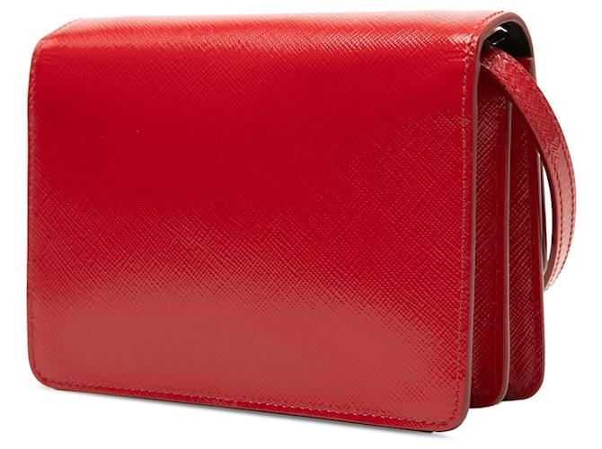 Borsa a tracolla Prada Saffiano Vernice rossa Rosso - vista 2