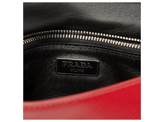 Borsa a tracolla Prada Saffiano Vernice rossa Rosso - vista 5