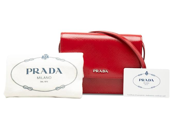 Borsa a tracolla Prada Saffiano Vernice rossa Rosso - vista 7