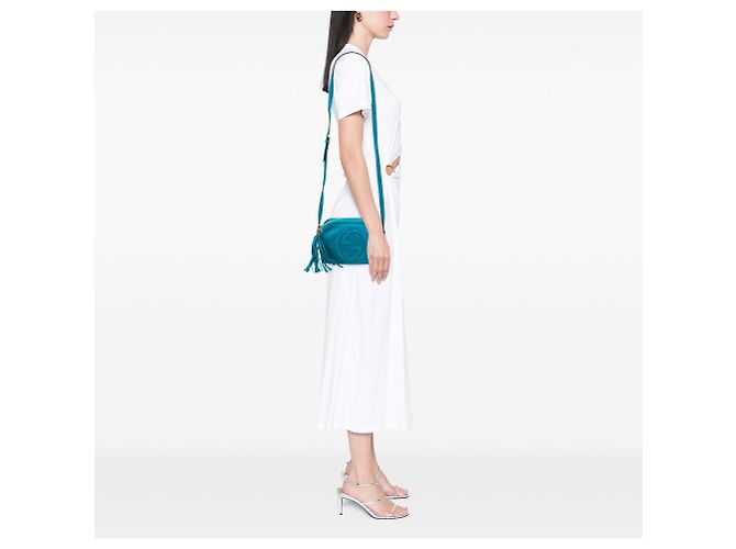 Borsa a tracolla Gucci Nubuck Soho Disco blu - vista 6
