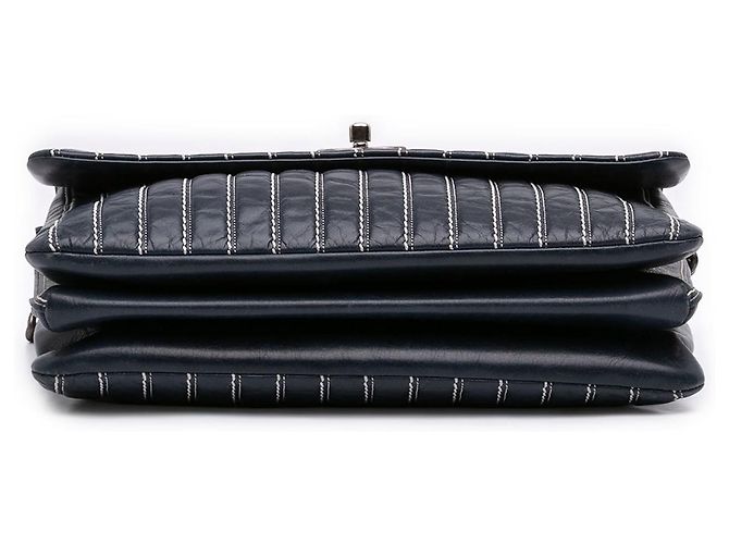 Chanel Large Vertical Quilted Lambskin Stitched Single Flap Umhängetasche Blau - Ansicht 3