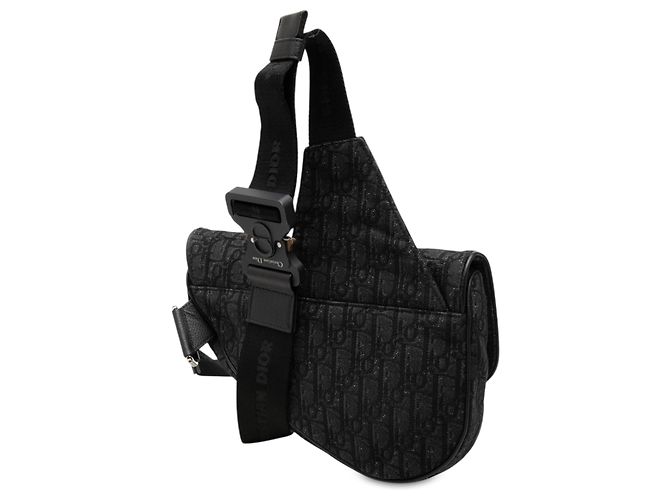 Borsa a tracolla Saddle in tela Dior Oblique nera Nero - vista 2