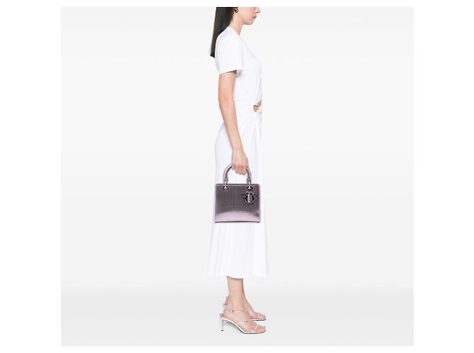 Borsa Lady Dior Medium in vernice metallizzato microcannage viola Porpora - vista 6