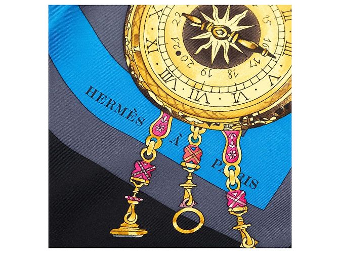 Sciarpa in seta Hermès La Ronde des Heures 90 nera Nero - vista 8