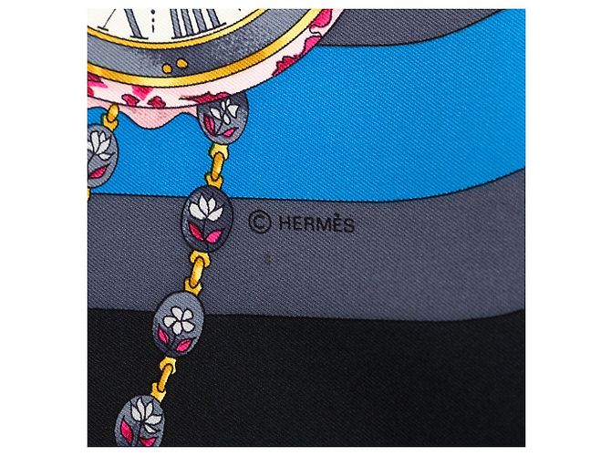 Sciarpa in seta Hermès La Ronde des Heures 90 nera Nero - vista 9