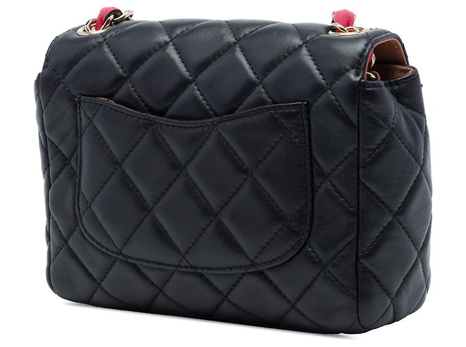 Sac bandoulière Chanel Small Quilted Lambskin Cocovado Ribbon Chain Flap Black Noir - vue 2