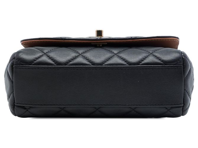 Sac bandoulière Chanel Small Quilted Lambskin Cocovado Ribbon Chain Flap Black Noir - vue 3