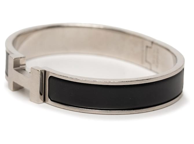 Bracciale Hermès Clic H stretto in smalto nero PM - vista 2