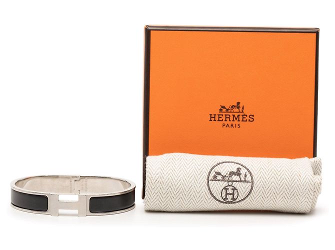 Bracciale Hermès Clic H stretto in smalto nero PM - vista 5