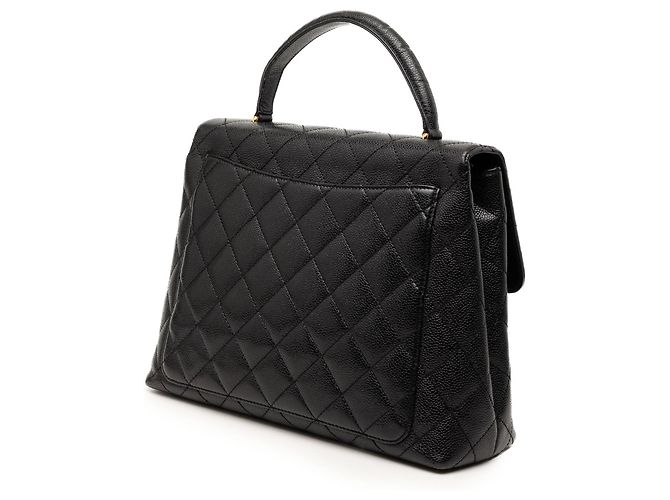 Borsa Chanel CC Quilted Caviar Kelly Top Handle Nera Nero - vista 2