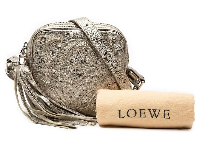 Borsa a tracolla LOEWE Mini Metallic Goatskin Anagram Tassel Argento - vista 8