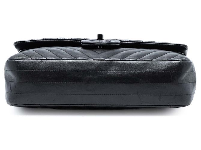 Borsa a tracolla Chanel Medium Classic Chevron Lambskin So Black Double Flap nera Nero - vista 3
