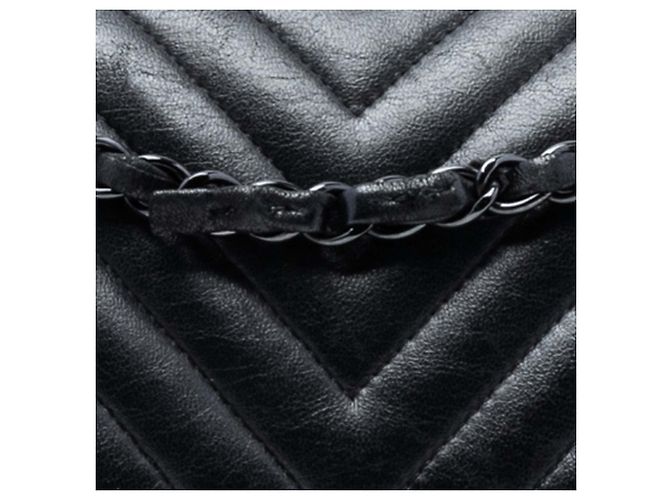 Borsa a tracolla Chanel Medium Classic Chevron Lambskin So Black Double Flap nera Nero - vista 7