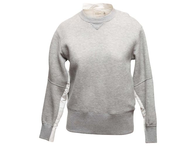 Sacai Sweatshirt Bluse Grau & Weiß Designer Größe 1 - Ansicht 2