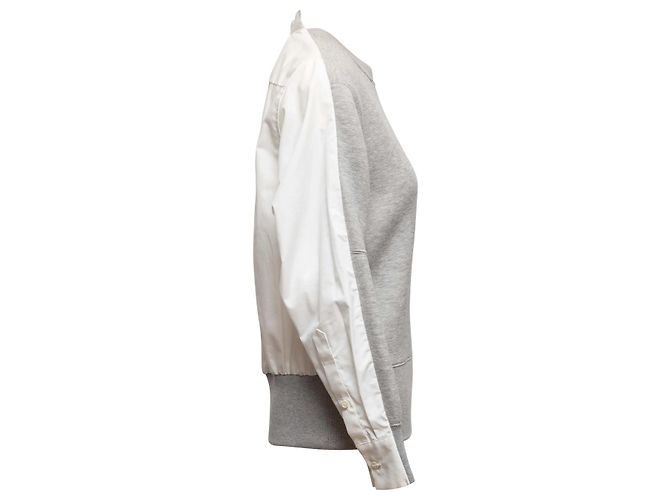 Sacai Sweatshirt Bluse Grau & Weiß Designer Größe 1 - Ansicht 3
