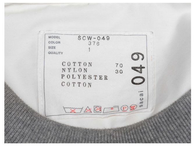 Sacai Sweatshirt Bluse Grau & Weiß Designer Größe 1 - Ansicht 5