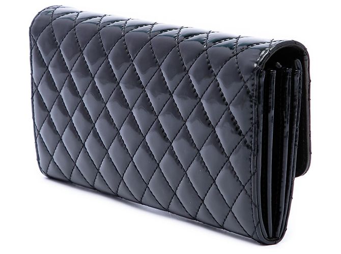 Borsa a tracolla Chanel CC Quilted Patent East West Wallet On Chain nera Nero - vista 2