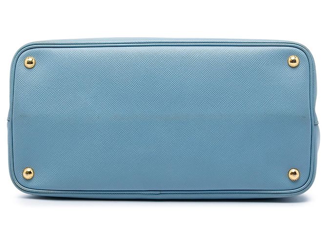 Borsa Double Satchel Saffiano Large blu Prada - vista 3