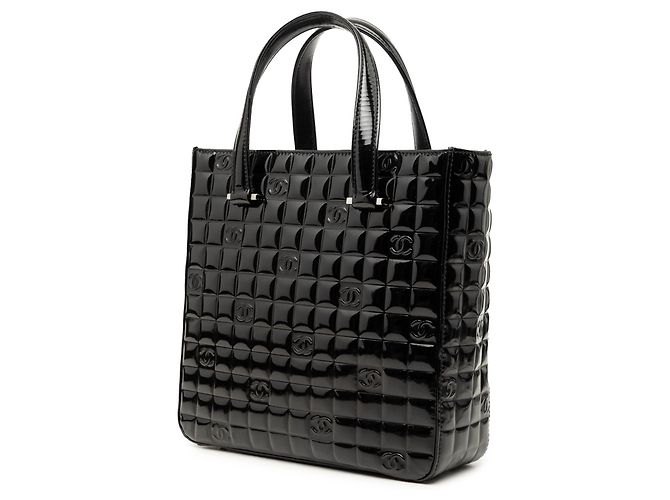 Tote Chanel CC Chocolate Bar in vernice nero - vista 2