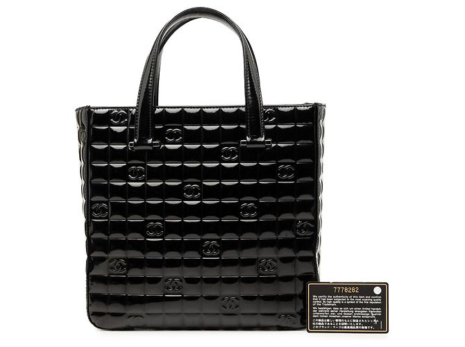 Tote Chanel CC Chocolate Bar in vernice nero - vista 8