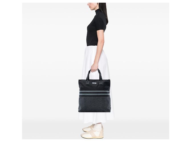 Tote in nylon nero Gucci Diamante Web - vista 7