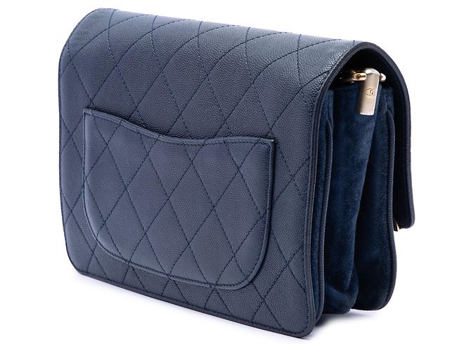 Borsa a tracolla Lady Coco Flap in Caviar e Scamosciato con cuciture CC Chanel blu - vista 2