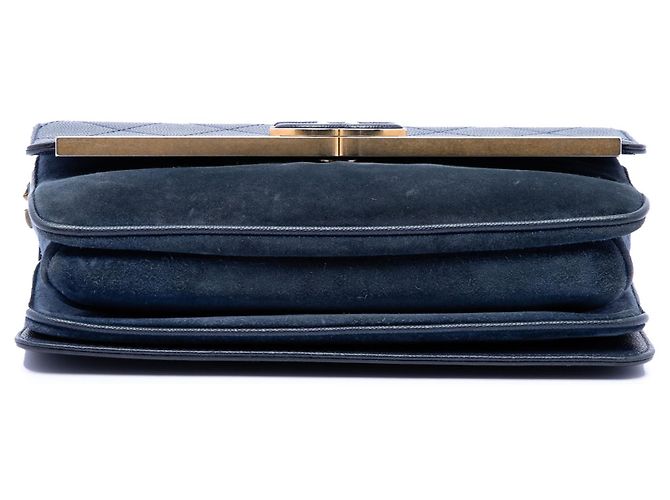 Borsa a tracolla Lady Coco Flap in Caviar e Scamosciato con cuciture CC Chanel blu - vista 3