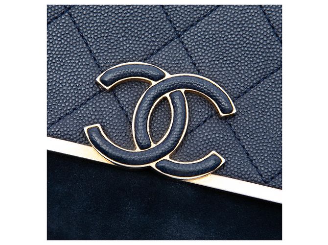 Borsa a tracolla Lady Coco Flap in Caviar e Scamosciato con cuciture CC Chanel blu - vista 5