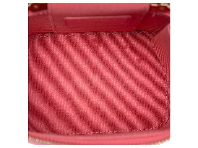 Mini Vanity Case Chanel in agnello trapuntato rosa con manico e tracolla a catena - vista 4