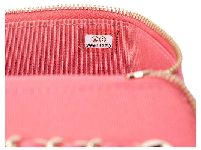 Mini Vanity Case Chanel in agnello trapuntato rosa con manico e tracolla a catena - vista 6