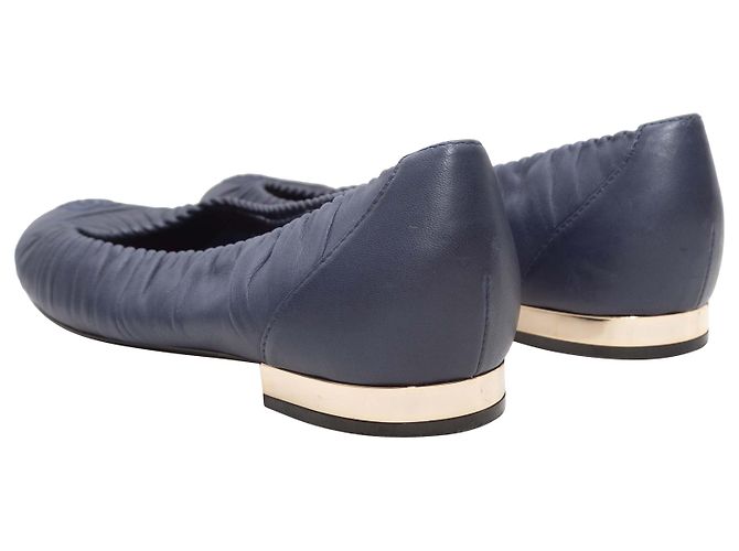 Navy Chanel Leather Ballet Flats Size 40.5 - view 4