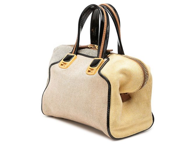Borsa Fendi Mini Canvas Colorblock Chameleon Beige - vista 2