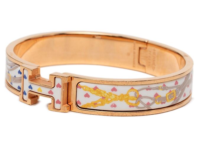 Pulsera Hermès Love Clic H Narrow Enamel Brides de Gala White PM Blanco - vista 2