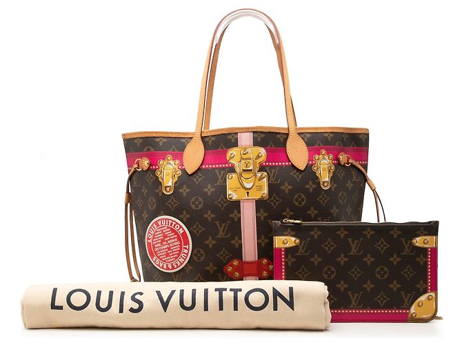 Borsa Tote Louis Vuitton Monogram Summer Trunks Neverfull MM marrone - vista 8