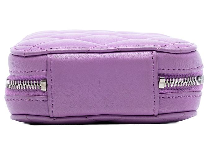 Borsa crossbody per telefono con zip in agnello trapuntato CC Chanel viola Porpora - vista 3